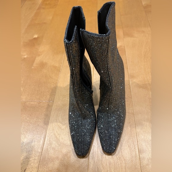 Steve Madden Vakay black silver rhinestone stiletto heel bootie boot sz 8.5 new - Picture 3 of 9